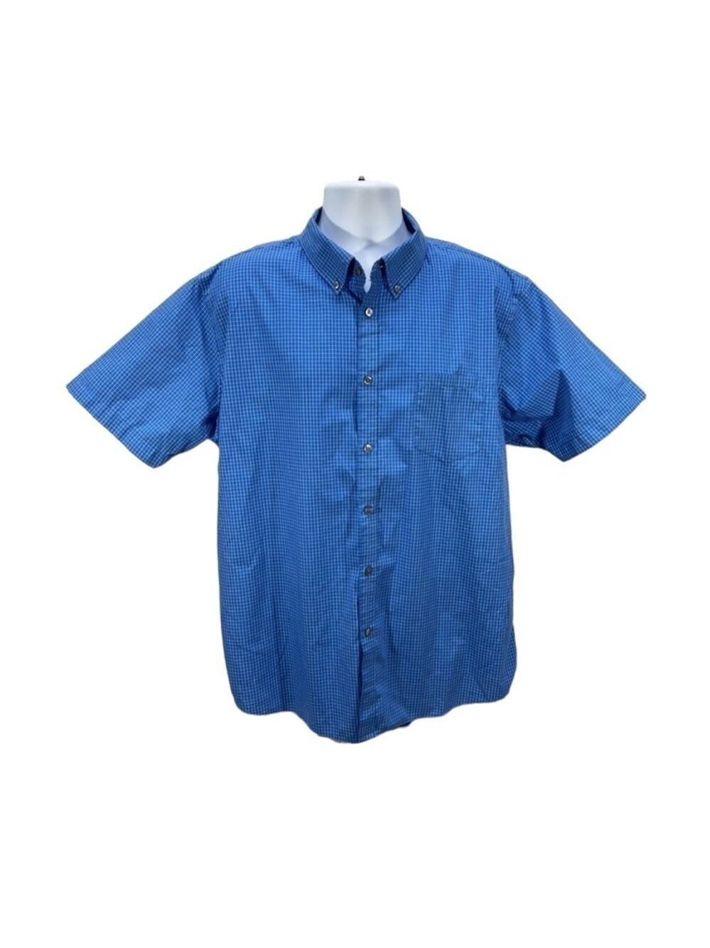 Van Heusen Men's XL short sleeve button down shirt Blue